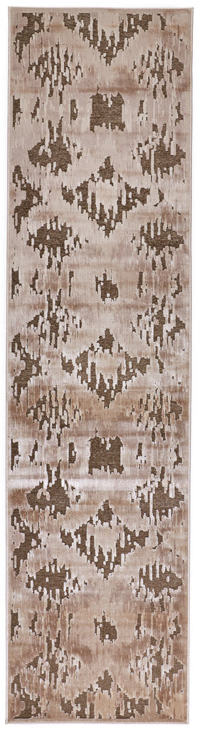 Saphir Zam Modern Abstract Brown Taupe Area Rug (2'6" x 9'10")