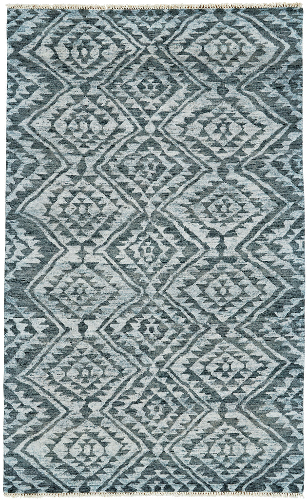 Nizhoni Transitional Southwestern Gray Blue Ivory Area Rug (5'6" x 8'6")