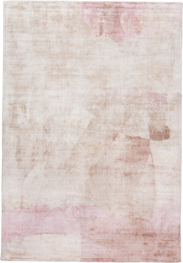 Emory Modern Abstract Pink Tan Ivory Area Rug (2' x 3')