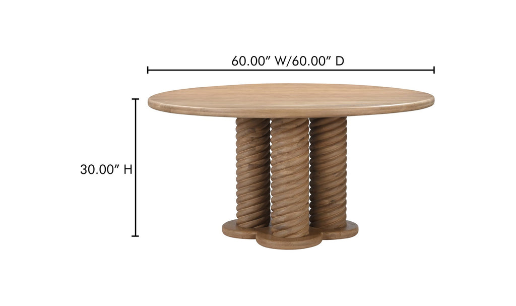 Treccia Round Dining Table Oak