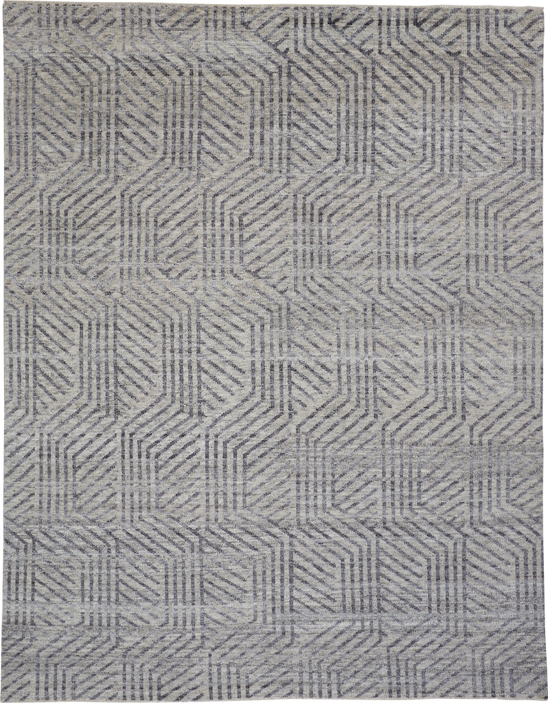 Vivien Modern Geometric Gray Tan Area Rug (5' x 8')