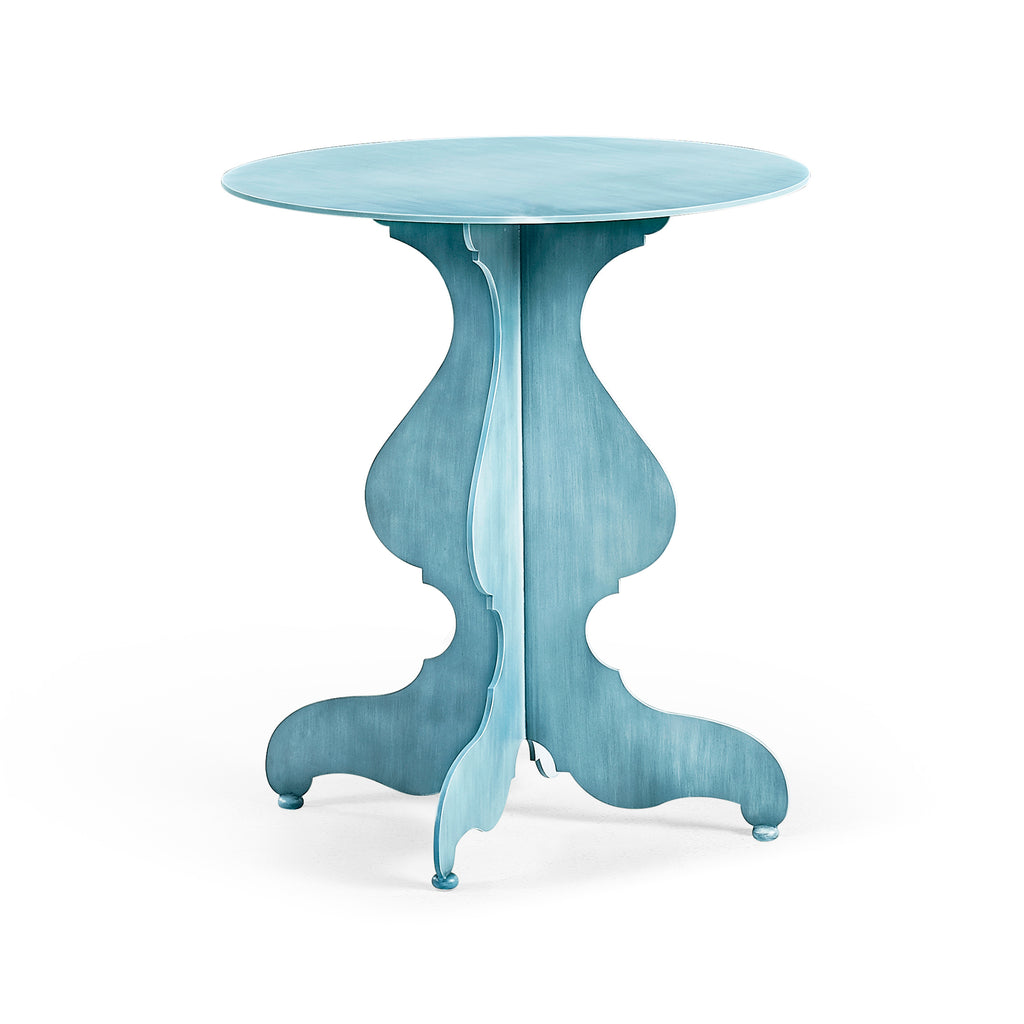 White Asperitas Spot Table in Danish Blue