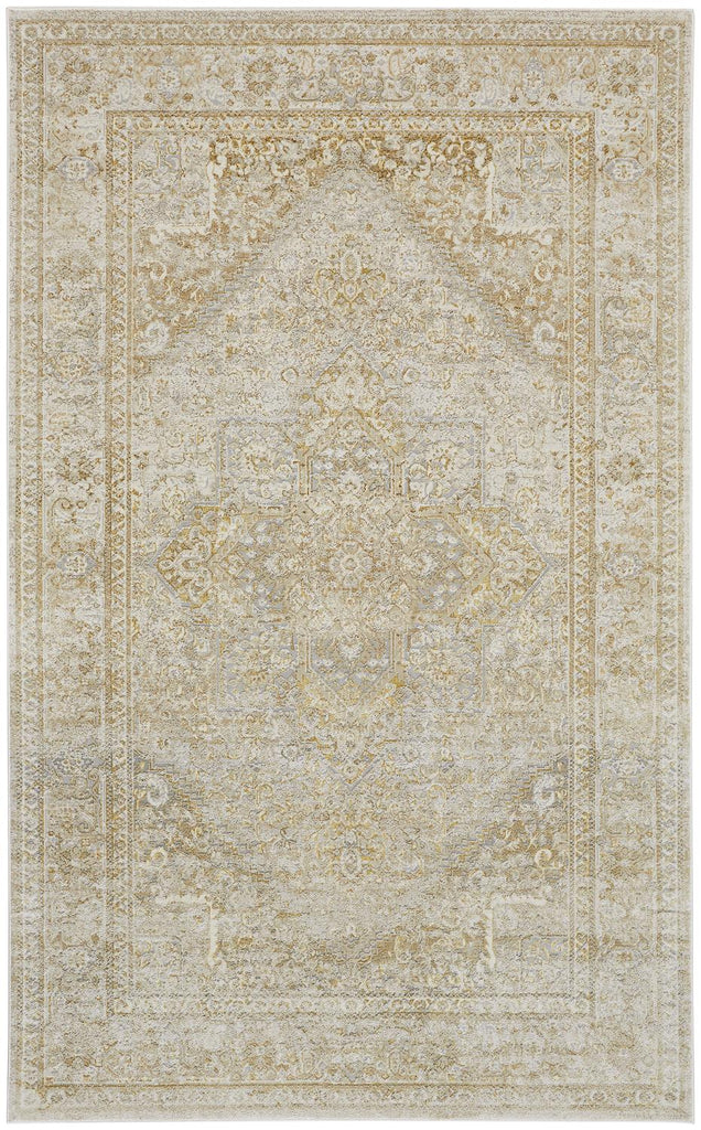 Aura Modern Oriental Ivory Gold Area Rug (10' x 13'2")