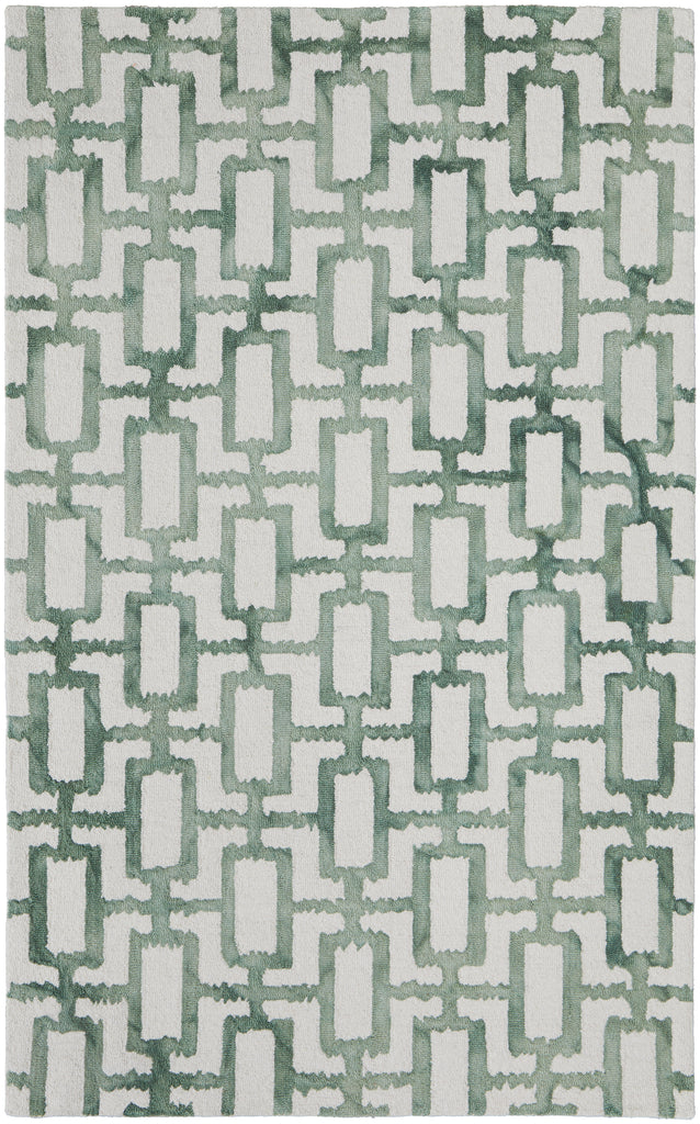 Lorrain Modern Geometric Ivory Green Area Rug (3'6" x 5'6")