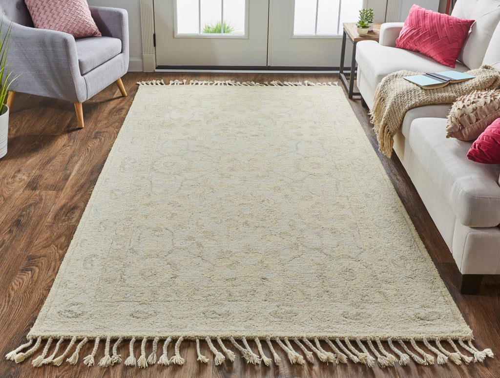 Remington Modern Oriental Gray Ivory Area Rug (5' x 8')