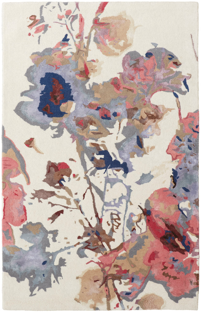 Dafney Transitional Floral Botanical Blue Pink Gray Area Rug (8' x 10' / Pattern 2)