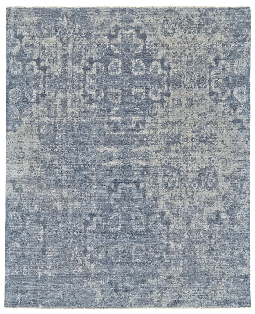 Dalia Modern Distressed Blue Ivory Area Rug (4' x 6')