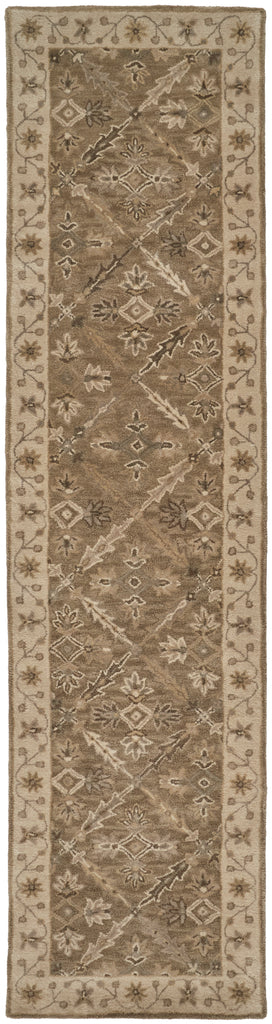 Eaton Traditional Oriental Green Brown Taupe Area Rug (2'6" x 10')