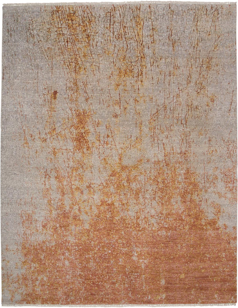 Hannah Modern Abstract Orange Gray Area Rug (9'6" x 13'6")