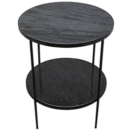 Rivoli Side Table, Black Metal with Marble