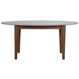 Surf Oval Dining Table with Stone Top, Dark Walnut