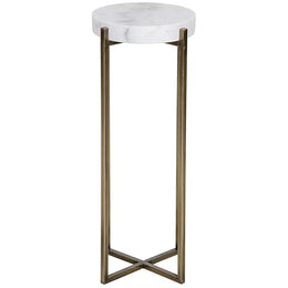 Soho Side Table, Antique Brass, Metal and Quartz