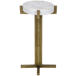 Sardo Side Table, Antique Brass, Metal and Quartz