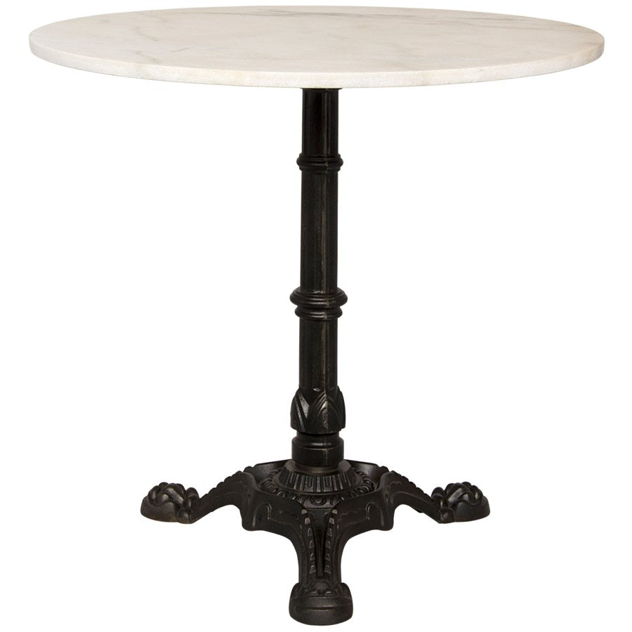 Theresia Side Table, Black Metal with White Stone