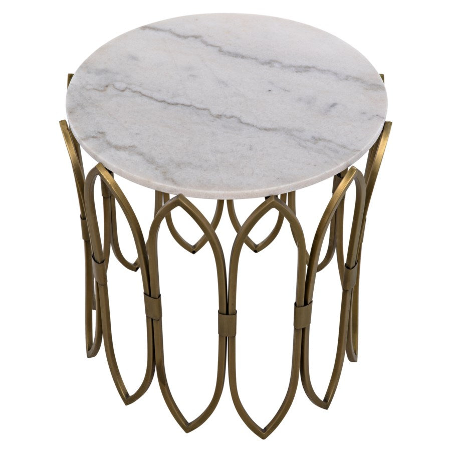 Nola Side Table, Metal W/Brass Finish