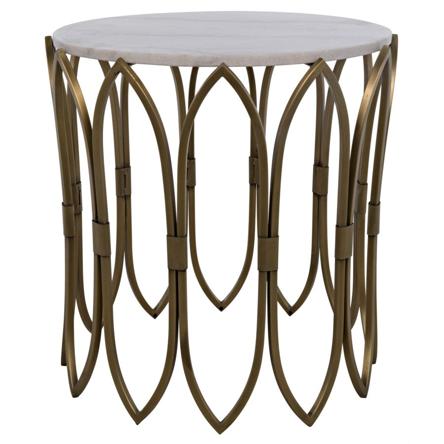 Nola Side Table, Metal W/Brass Finish