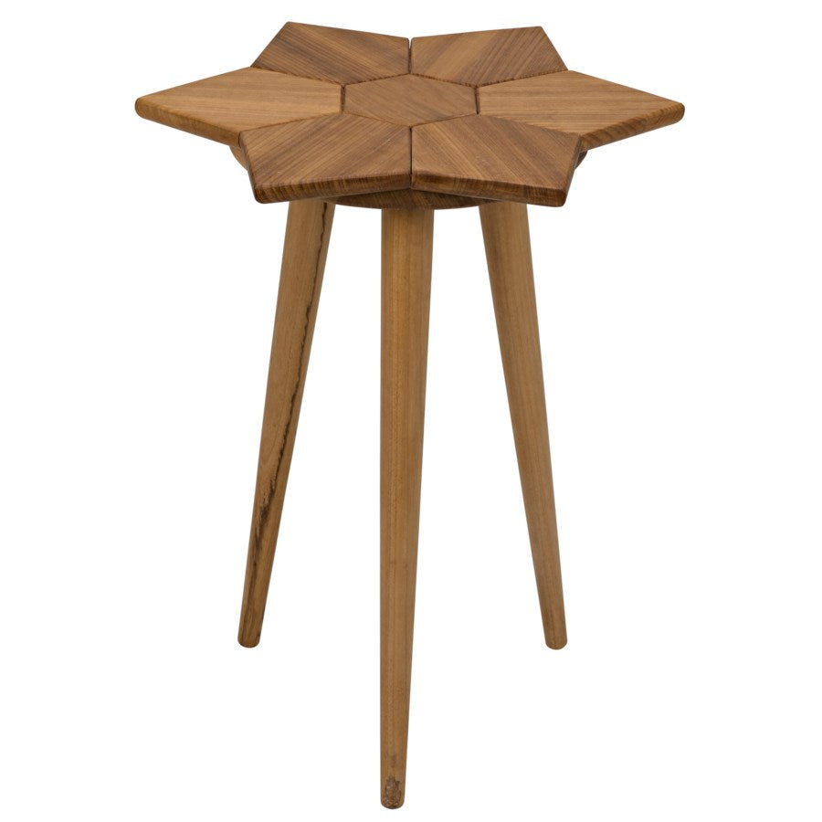 Petal Side Table, Gold Teak