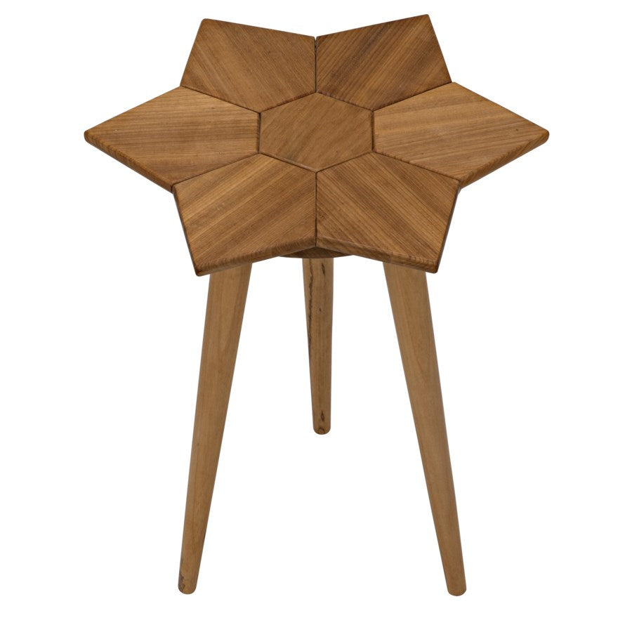 Petal Side Table, Gold Teak