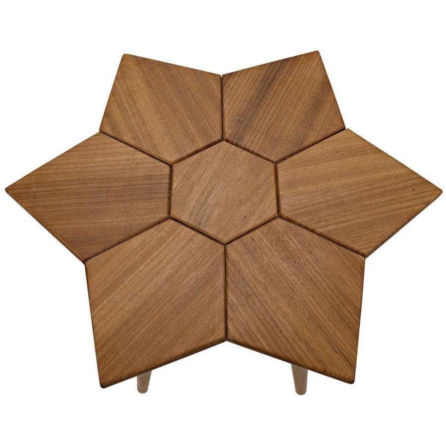 Petal Side Table, Gold Teak