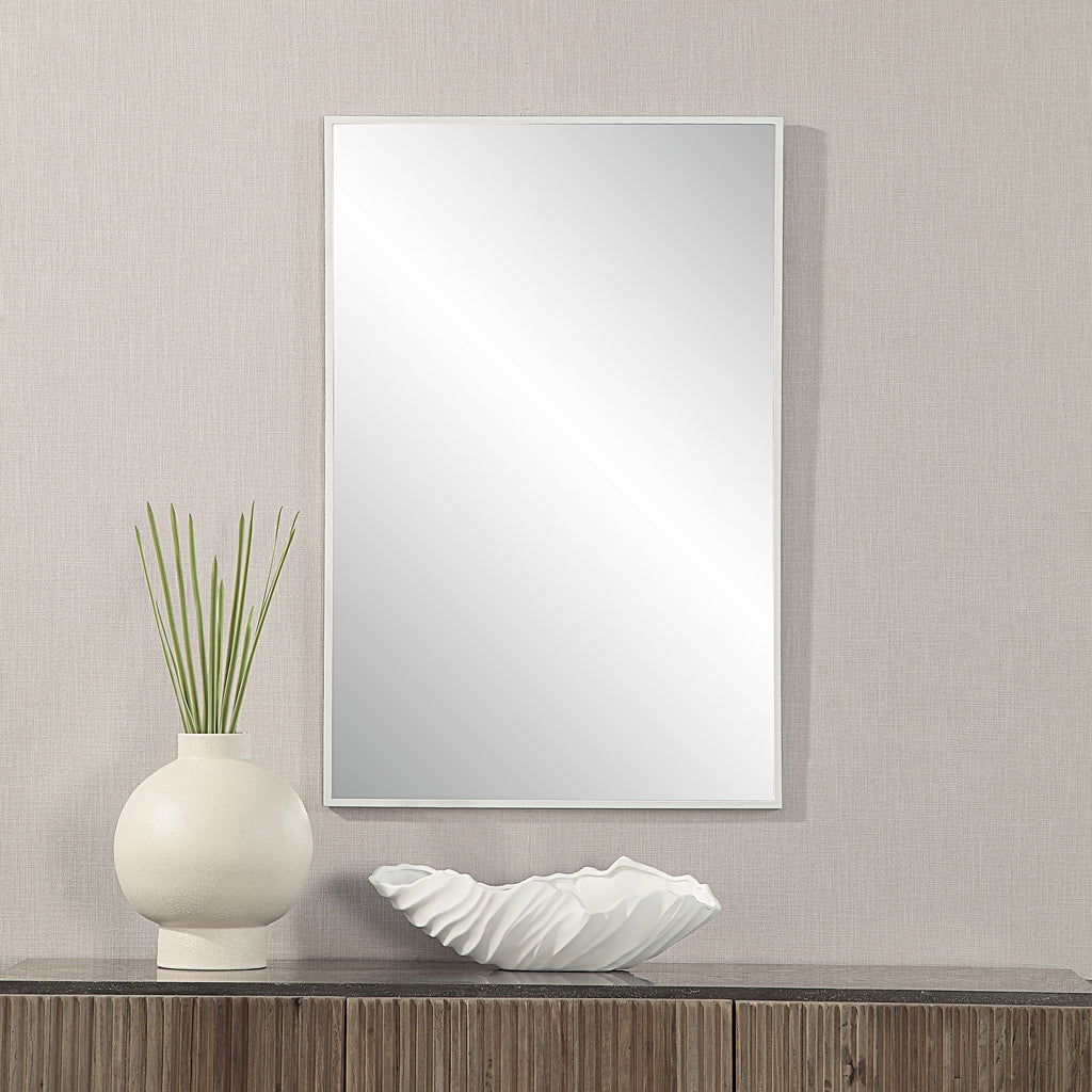 Orchid 35.5" Tall Rectangular Mirror, Matte White