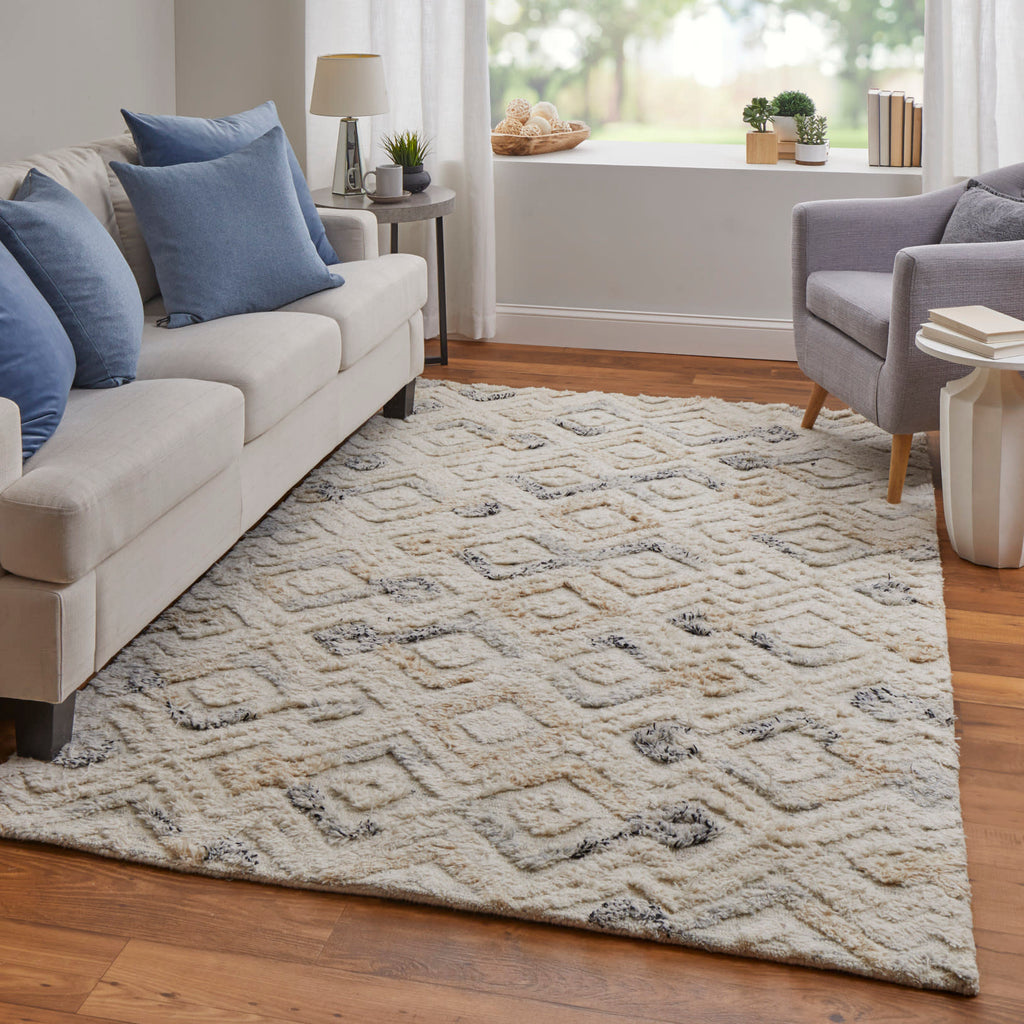 Anica Transitional Moroccan Ivory Gray Black Area Rug (12' x 15')