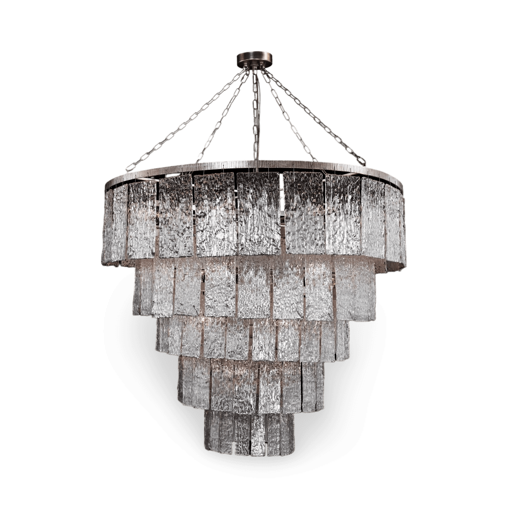 Twilight Twenty-Four-Light Slumped Glass Chandelier, Silver