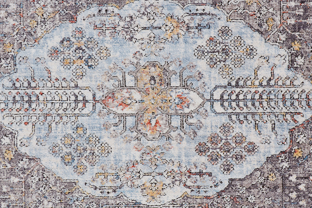 Armant Traditional Medallion Gray Blue Gold Area Rug (8' x 10')