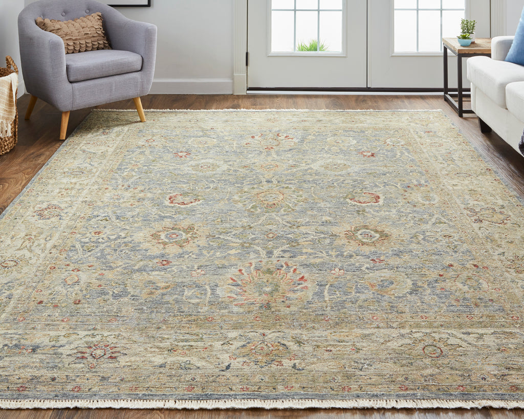 Marabel Traditional Damask Brown Tan Taupe Area Rug (5'6" x 8'6")