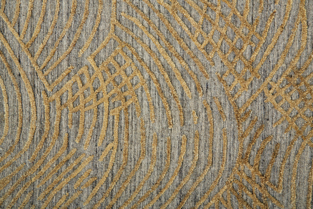 Taunton Transitional Abstract Gold Gray Area Rug (5' x 8')