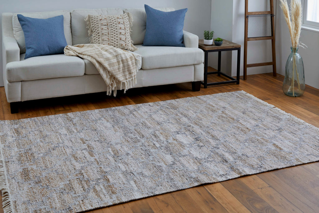 Beckett Transitional Trellis Lattice Tan Gray Ivory Area Rug (3'6" x 5'6")