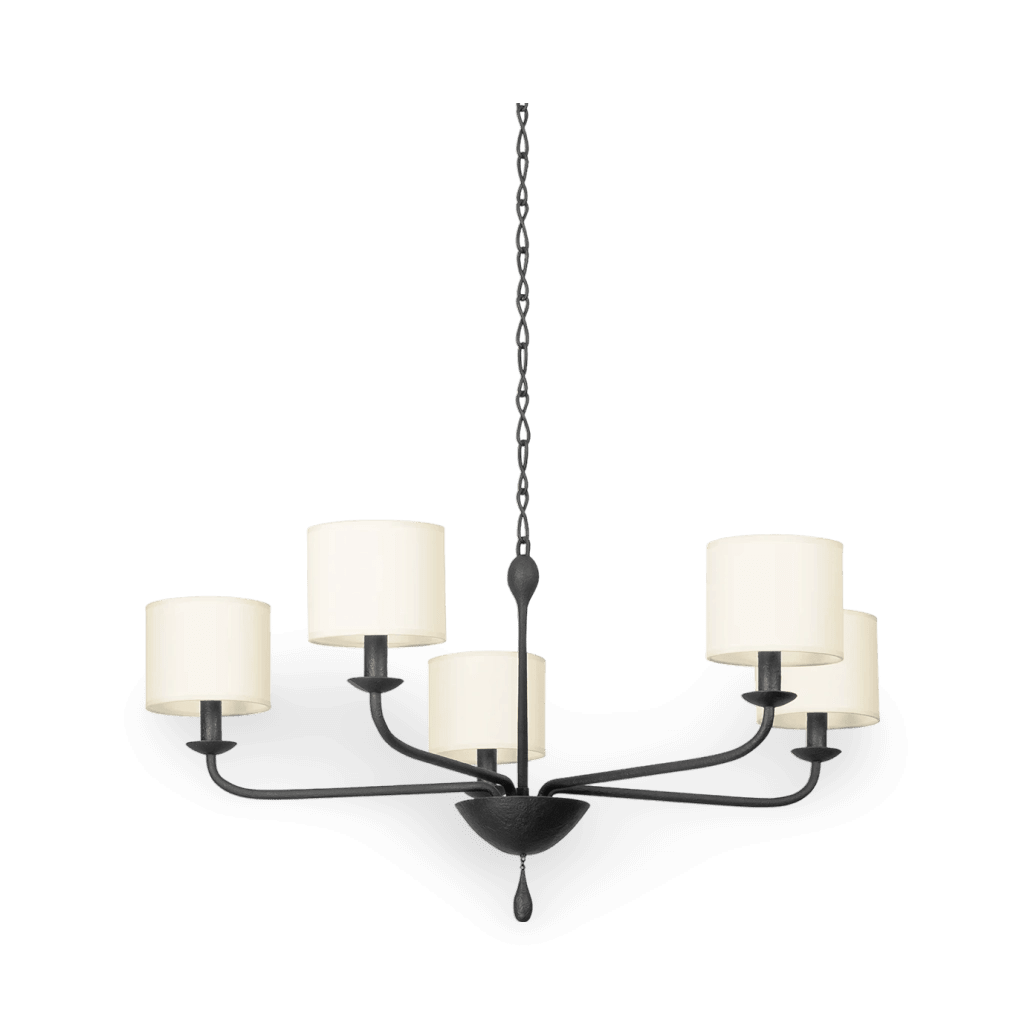 Osmond 5 Light Chandelier - Black Iron