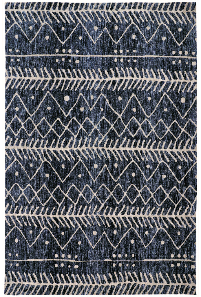 Colton Modern Geometric Blue Ivory Area Rug (2' x 3')