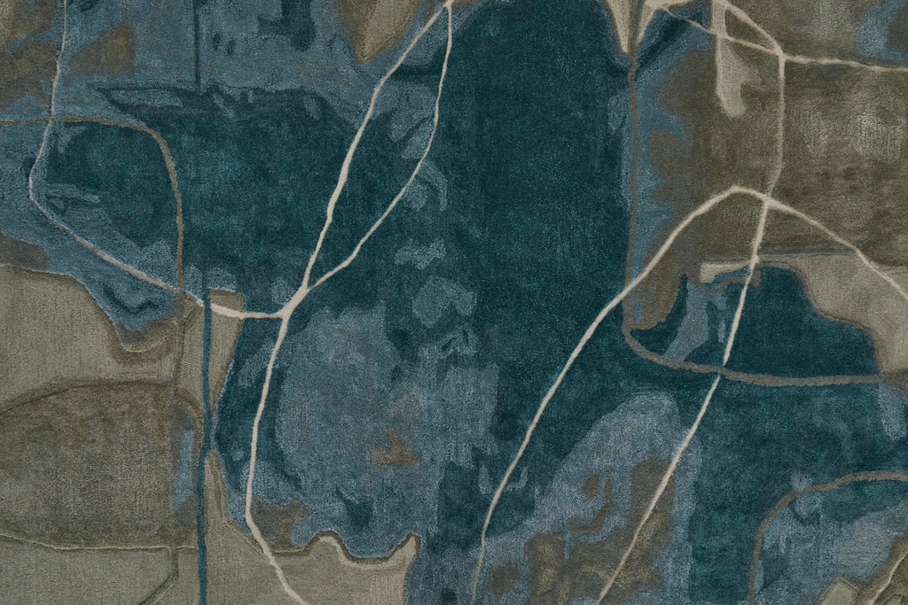 Anya Transitional Abstract Blue Gray Ivory Area Rug (12' x 15')