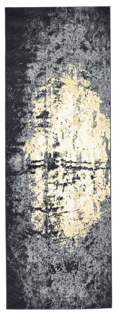 Bleecker Modern Abstract Black Gray Gold Area Rug (2'10" x 7'10")