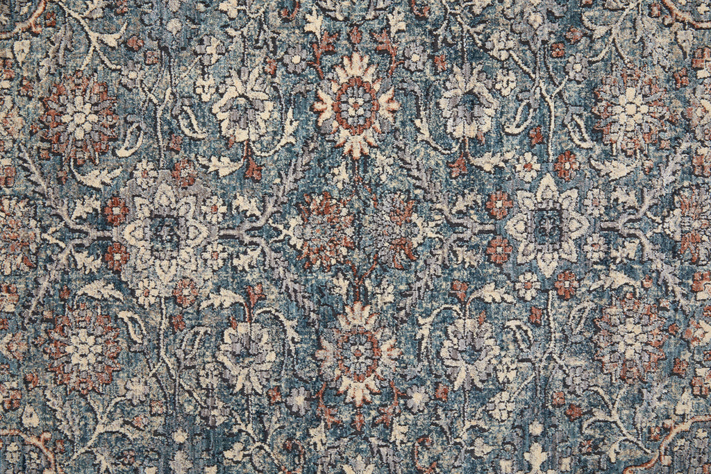 Marquette Transitional Oriental Blue Red Area Rug (7'10" x 9'10")