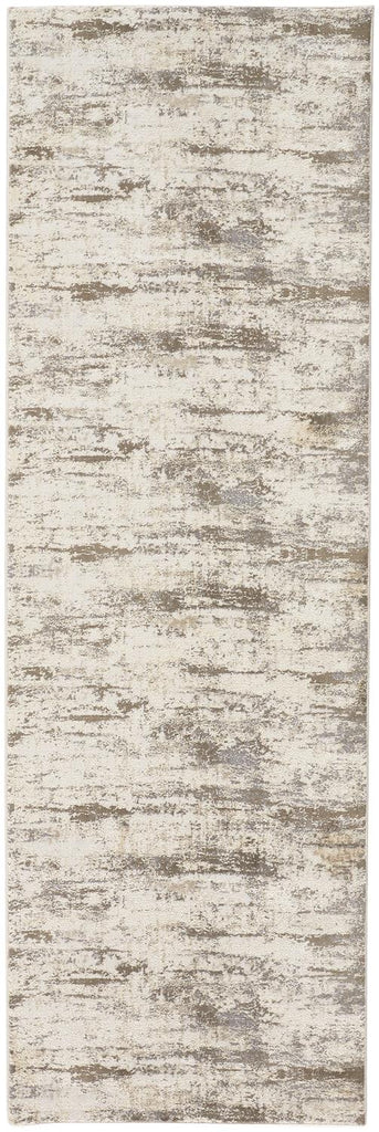 Parker Transitional Abstract Ivory Brown Area Rug (2'6" x 8')