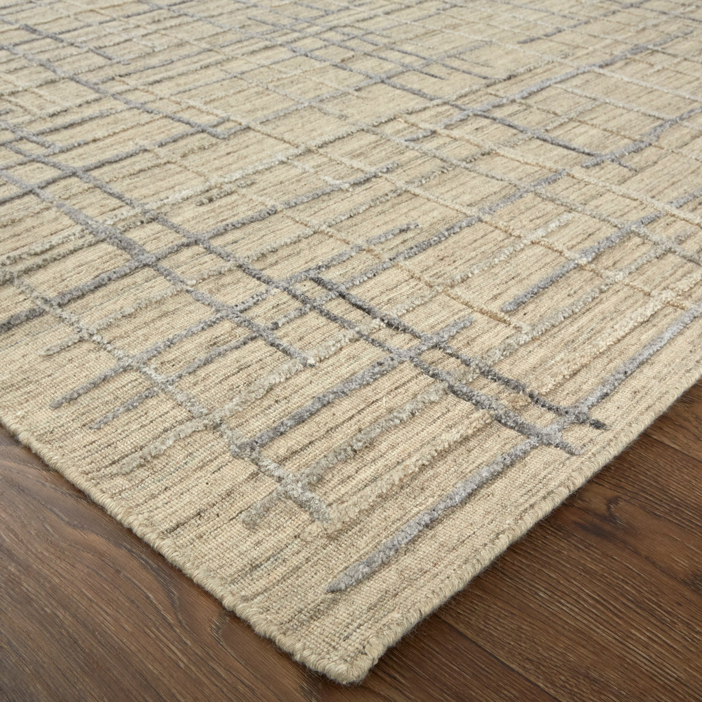 Kirkwood Transitional Abstract Tan Silver Area Rug (10' x 14')