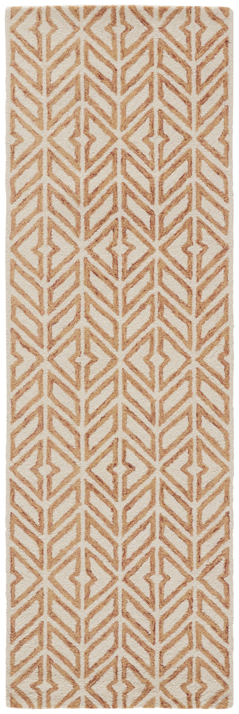 Dineen Transitional Geometric Ivory Orange Area Rug (2'6" x 8')