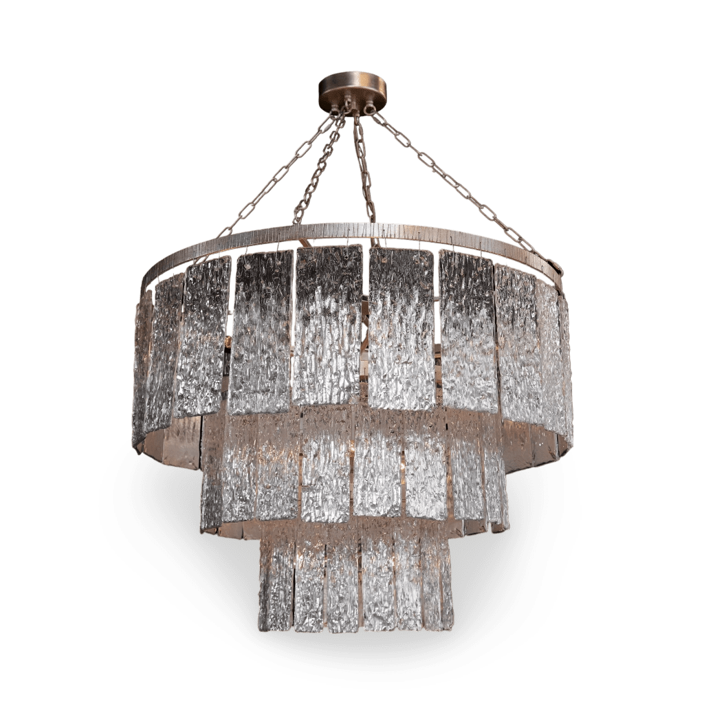 Twilight Sixteen-Light Slumped Glass Chandelier, Silver