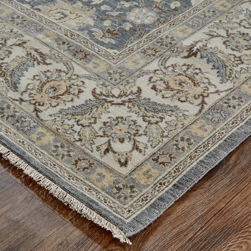 Zander Transitional Oriental Gray Taupe Ivory Area Rug (9'6" x 13'6")