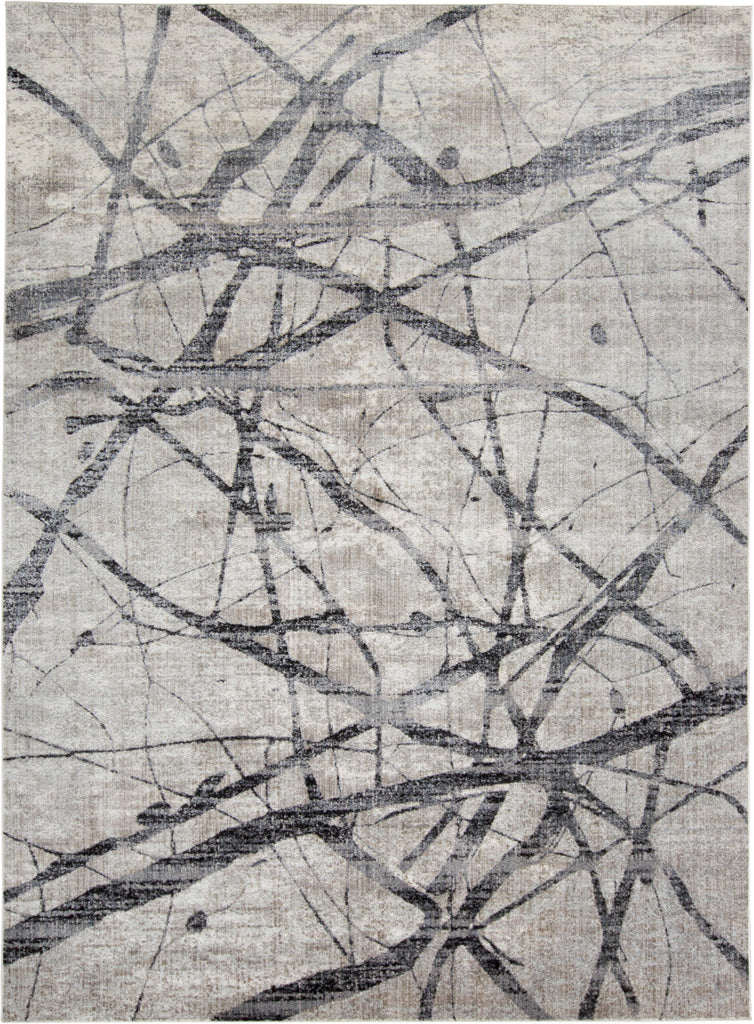 Kano Transitional Abstract Taupe Gray Ivory Area Rug (5'3" x 7'6")