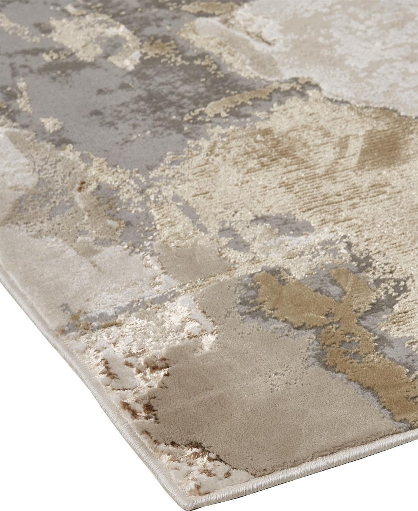 Aura Modern Watercolor Gray Ivory Gold Area Rug (13' x 20')