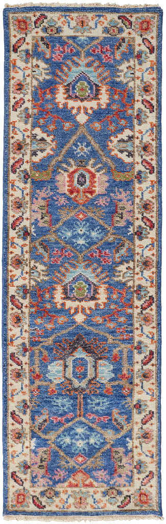 Beall Traditional Oriental Blue Red Area Rug (2'6" x 8')