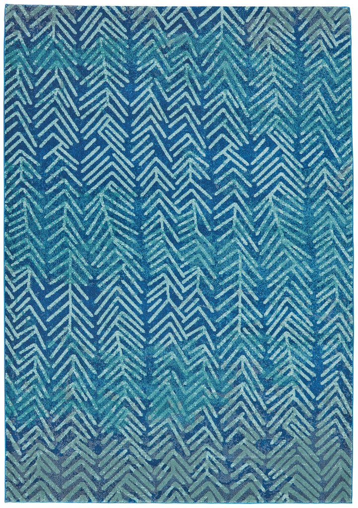 Brixton Modern Herringbone Blue Area Rug (6'7" x 9'6")