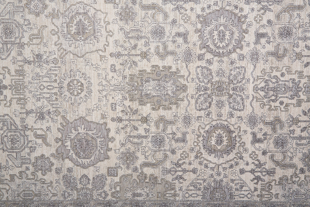 Marquette Transitional Oriental Gray Silver Ivory Area Rug (7'10" x 9'10")