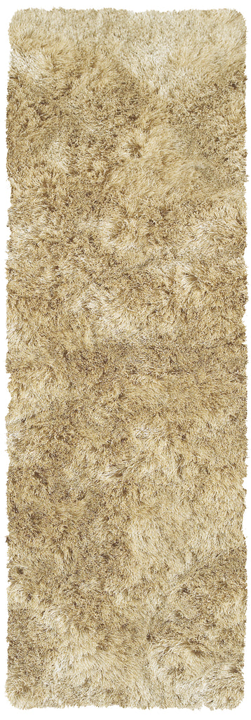 Indochine Modern Solid Tan Taupe Area Rug (2'6" x 6')