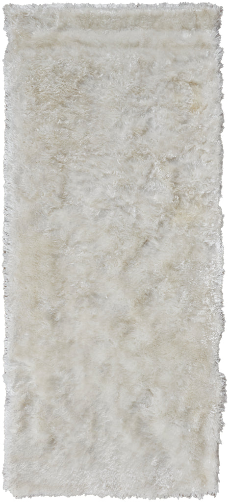 Blunham Modern Solid White Ivory Area Rug (2'6" x 10')