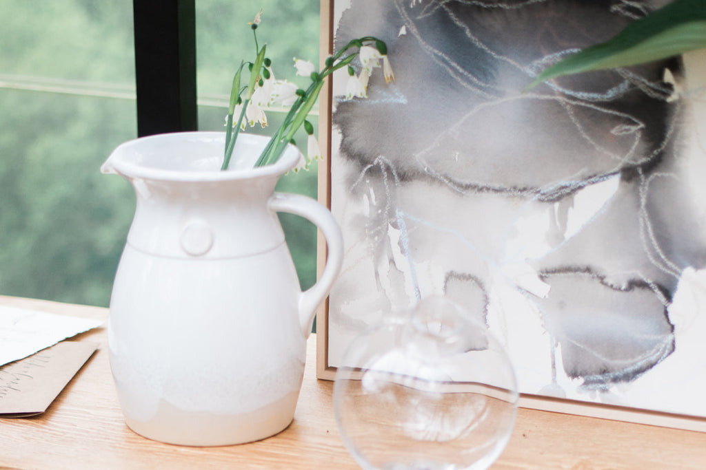 White Handthrown Water Pitcher