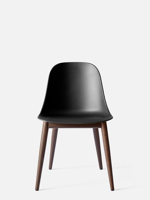 Harbour Dining Side Chair, Dark Oak Legs, Black Shell Seat