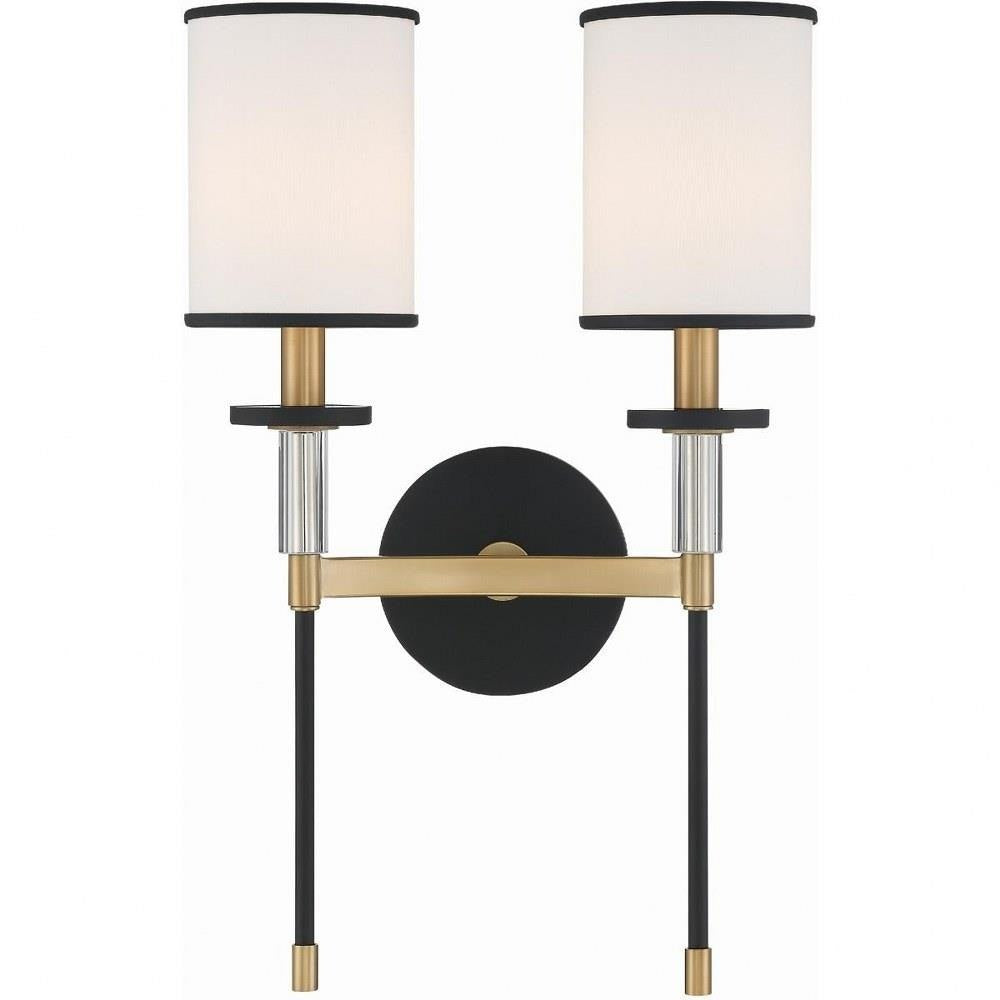 Hatfield-2 Light Wall Mount, Black Forged/Vibrant Gold